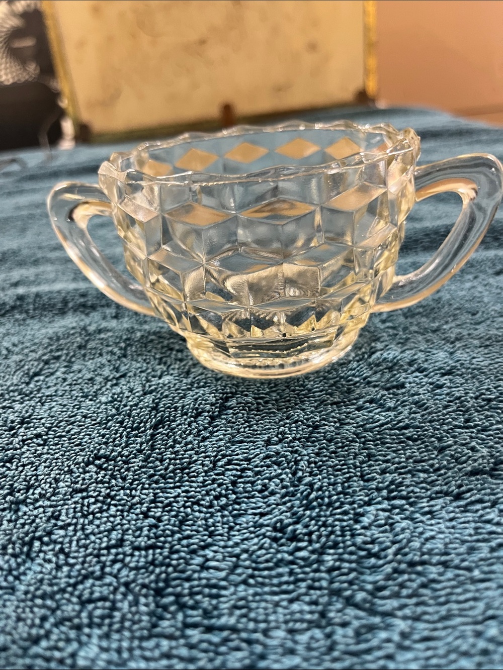 Vintage 1930s era sugar bowl- cubist pattern